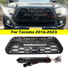 Upgrade Front Grille For 2016 - 2023 Tacoma Black Grill W/Led Lights & Light Bar