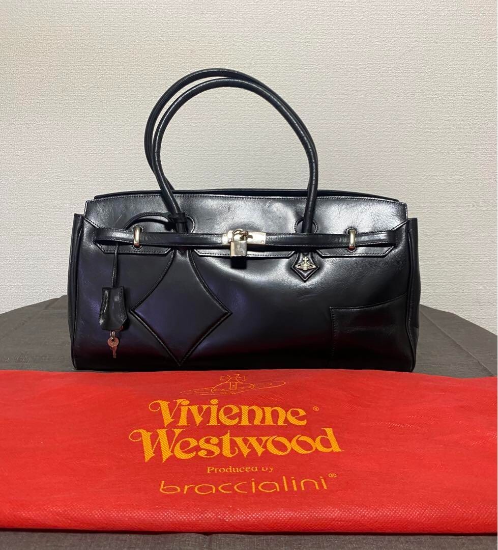 Vivienne Westwood Leather Bag Black W42cm×D16cm×H21cm USED Vivienne Westwood Leather Bag Black W42cm×D16cm×H21cm USED