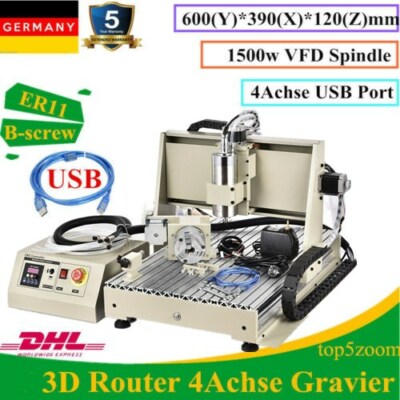 Usb 4axis Cnc 6040z Router Mini Cnc Engraving Diy Cutting Machine 1 5kw Vfd 2v Ebay