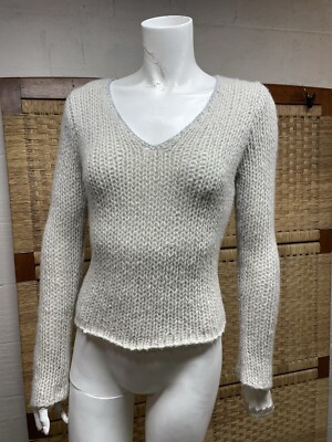New Scotland Greene Saget Design 94% Cashmere V-neck Crop Pullover Sweater Sz S