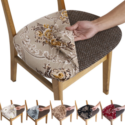 2/4/6pcs Chair Seat Covers Stretch Spandex Printed Seat Covers for Dining Chairs