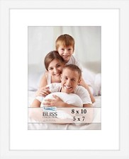 8X10 White Picture Frame with Removable Mat for 5X7 Photo, Modern Style Wood Com