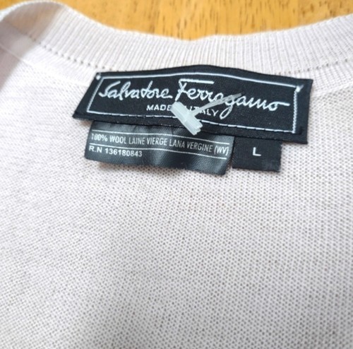 Salvatore Ferragamo stone grey/beige knit sweater 2pc set L $950 - Picture 5 of 9