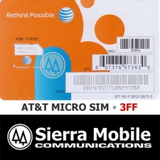 AT&T MICRO SIM Card 3FF • GSM 4G LTE • OEM Genuine NEW • USPS TRACKING
