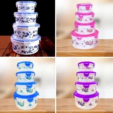 4PCS Set Flower Printing bowls Food Container with Lids Containers Free Shipping