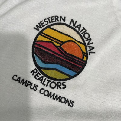 Vintage WESTERN NATIONAL REALTORS V Neck Banded T-shirt XL  Retro USA