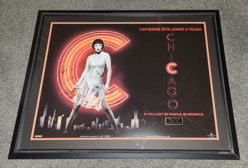 FRAMED CAST SIGNED GERE ZETA-JONES AUTOGRAPH "CHICAGO" FULL MOVIE POSTER  48x38