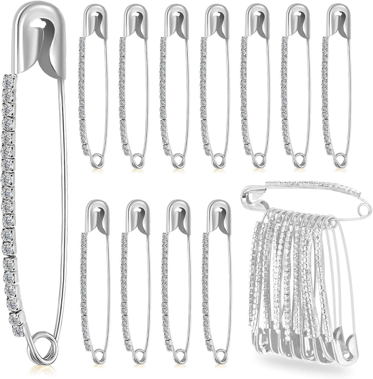 Rhinestone Gold Brooch Pin for Sweaters Shawls and Safety Clips