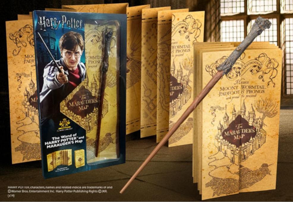 Harry Potter Set Regalo Bacchetta e Mappa Malandrino Originale 38 cm Noble Colle