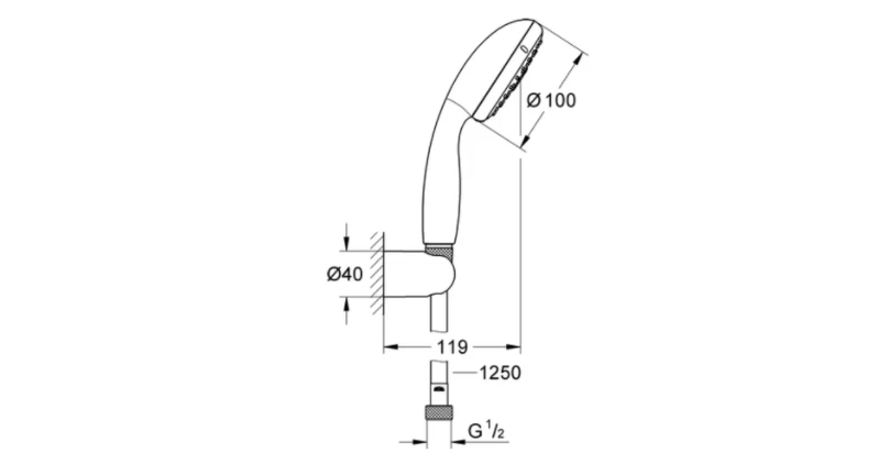 Grohe Tempesta 100 Duschkopf/Handbrause mit Wandhalter und 125 cm Schlauch, Neu! - Bild 4 von 4