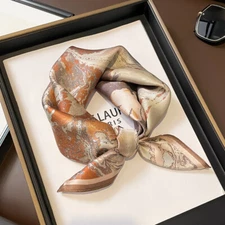 100% Boutique Silk Wrap Square Plants and Flowers Printing Shawl 53*53cm