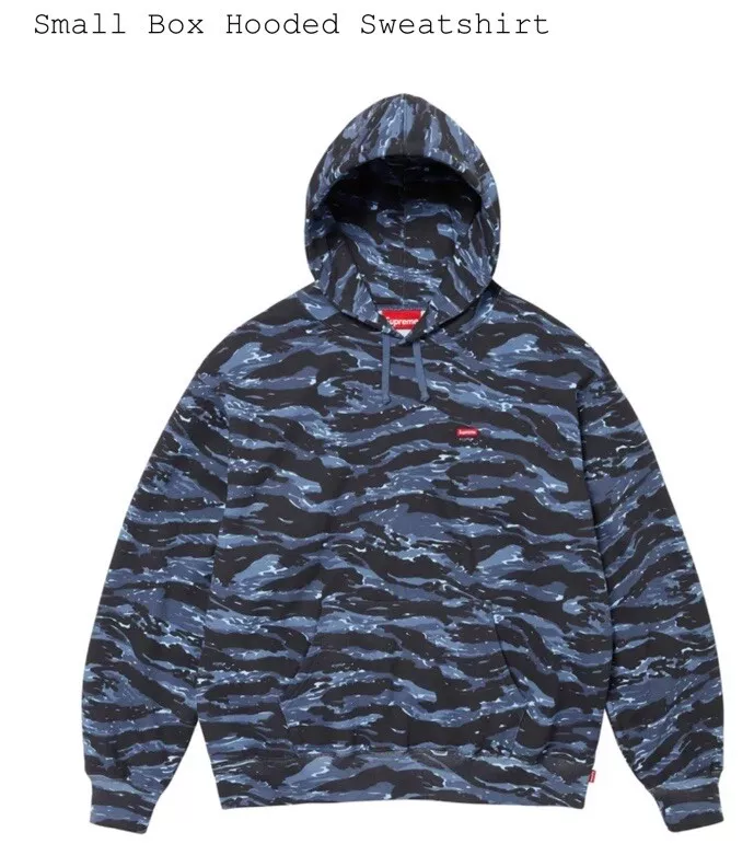 Taille M   Sweat à capuche Supreme Small Box Logo Bleu Tigre Camouflage