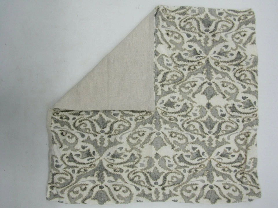 Pottery Barn Reilley Linen Embroidered Pillow Cover 22" sq Steel Gray #A139 - Image 2 of 4