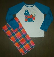 NEW GIRLS CAT  JACK COLORFUL PLAID PAJAMA SET SIZE S 6-7