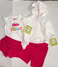 CIRCO 4 piece set pink/white sister motif size NEWBORN
