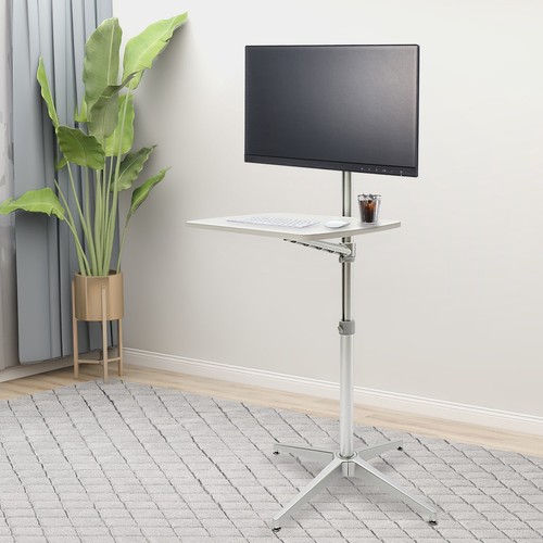 Adjustable Portable Mobile Rolling Laptop Floor Standing Table Computer Stand