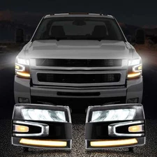 LED Headlights Front Lamps Assembly Fit 2007-2013 Silverado 1500 2500HD 3500HD
