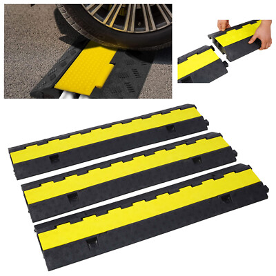 3pcs Rubber Cable Protector Ramps Traffic Speed Bumps 11000 Capacity 2 Channel