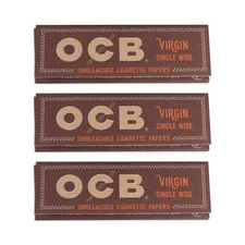 OCB Virgin Single Wide Rolling Papers 1.0 Unbleached Cigarette Paper (Pack of 3)