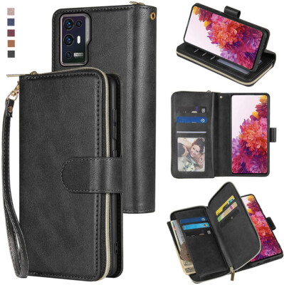 ZTE Axon 30 Pro Wallet Case 9Card Zipper Slots Kickstand Flip Leather Phone Case