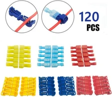 120PCS Assorted T-Tap Quick Splice Connector Wire Spade Crimp Terminal 22-10 AWG