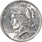 1924-P Peace Dollar NGC MS63 Bright White Nice Eye Appeal Strong Strike - STOCK