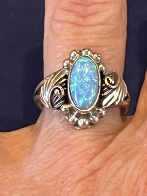 Navajo Designer Nila Cook Johnson (NJ) Sterling Silver OPAL RING