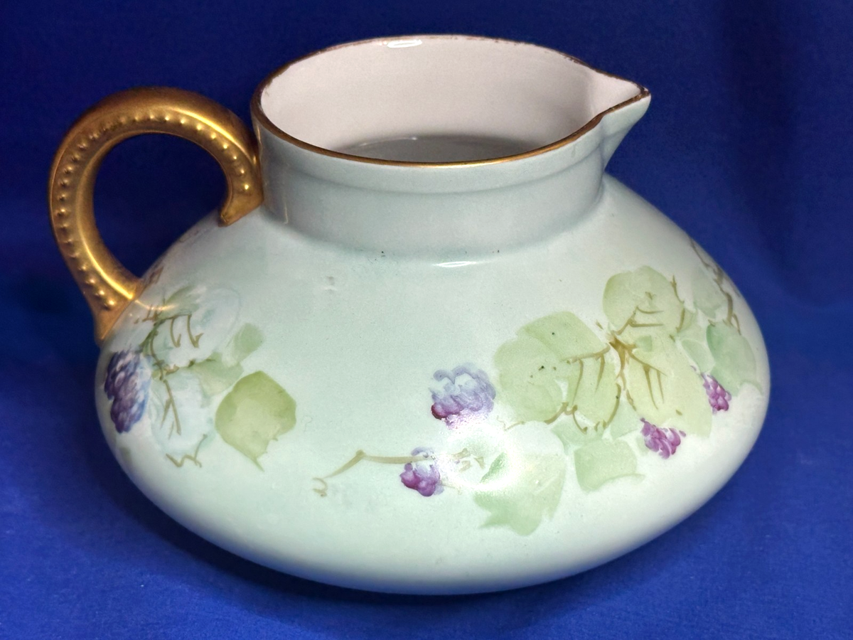  Limoges 花瓶 卵型 花柄　高さ約13.5cm Jean Pouyat French Limoges china hand painted Blackberry pattern