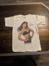 VTG Selena Shirt Small White Graphic Portrait Logo Tour Tee 90s Pop Music