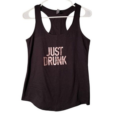 Next Level Apparel Women's Size Medium Racerback Tank Black Rose Gold Just Drunk