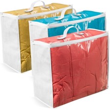 3 Pack Clear Plastic Storage Bags, Durable Zippered Storage Bags for Comforte...