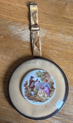 Limoges Bilder Messing Rahmen Vintage Porzellan Fragonard konvex Glas Samt Rippe