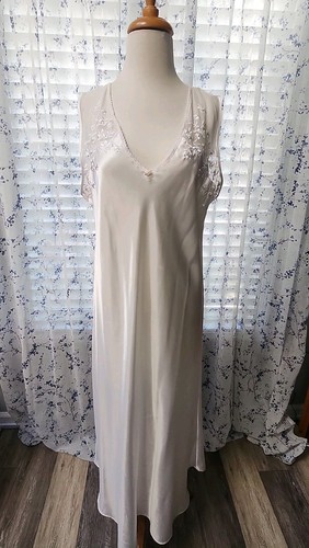Oscar de la Renta, Camicia da notte vintage Oscar De La Renta etichetta rosa slip donna grande bianca floreale