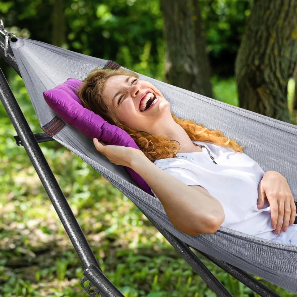 Universal Steel Double Hammock with Stand 600 lbs Capacity Portable Camping - Image 4 of 4