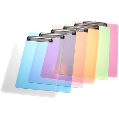 A4 Clipboard Set, 6 Colors, Metal Clamp, Transparent Plastic, Wall Mount