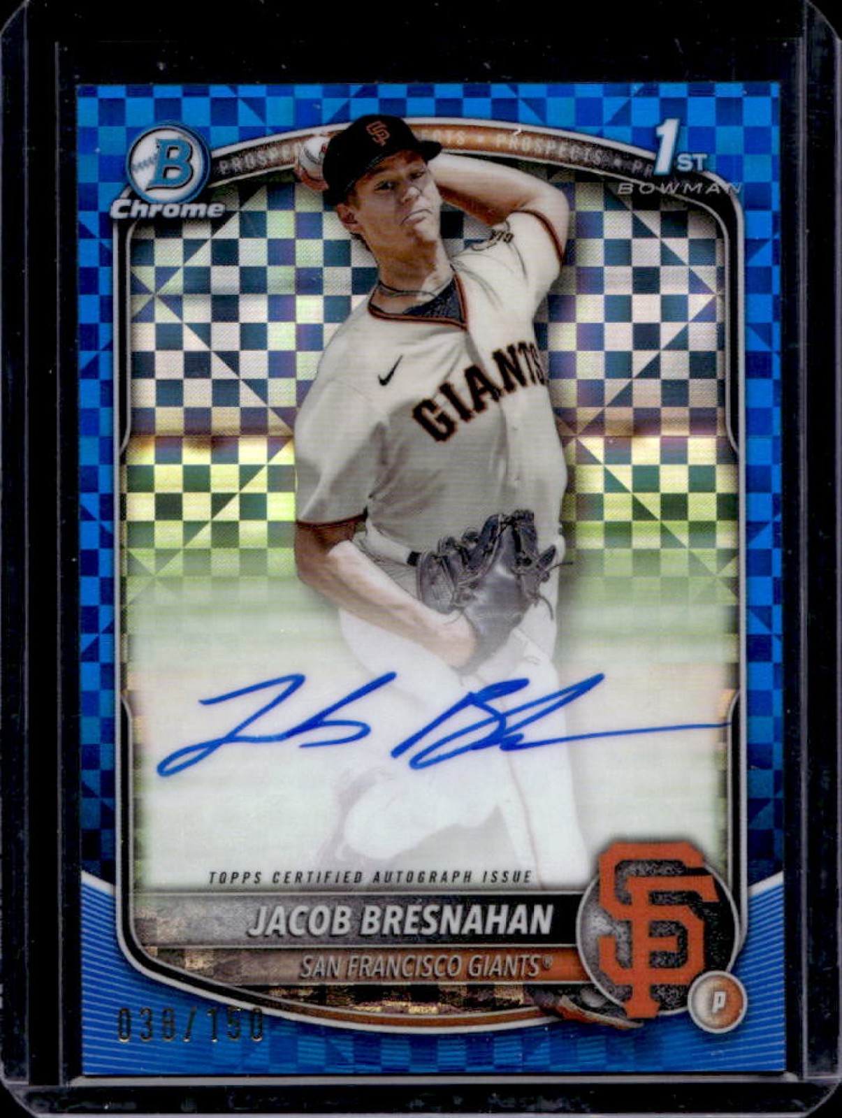 2025 Bowman Jacob Bresnahan Chrome Auto Refractor Blue X-Fractor 1st #38/150