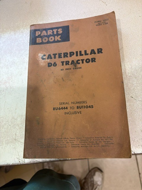 Caterpillar D6 Tractor Parts Book Manual 60 Inch Gauge 8U6444 to 8U11045