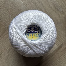 DMC Petra Crochet Thread - Colour: White - Cotton - Size 3 - 100g
