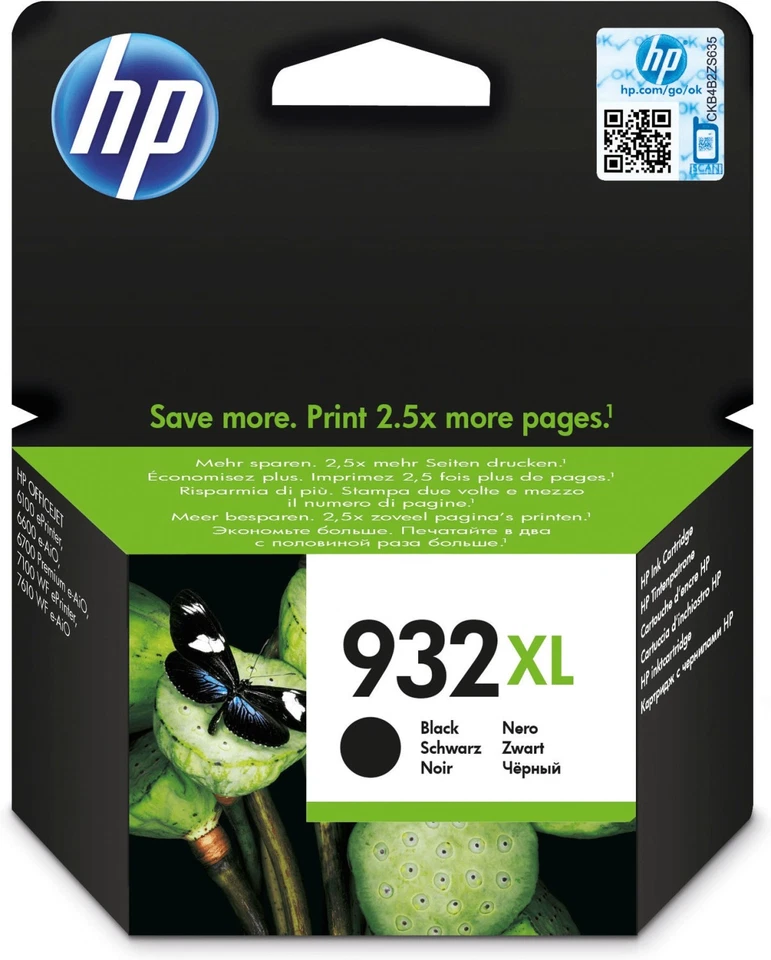 Original HP 932XL schwarz OfficeJet 6100 6600 6700 7100 7610 OVP DATUM 2020-2022 - Bild 1 von 1