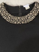 Vera Wang Dress Vintage Women’s Size US 12 Black 100% Wool Rhinestone Collar