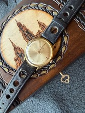 Junghans Handaufzug Vintage Gold Leder TOP