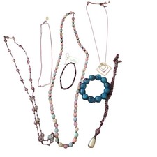 Mixed Jewelry Lot Necklaces Bracelets Beaded Geometric Pearl Czech Glass 7pc