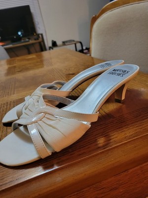 Leather & Fabric Slide Pump Sandal By Mootsies Tootsies Sz 8.5 M. Super Clean!!