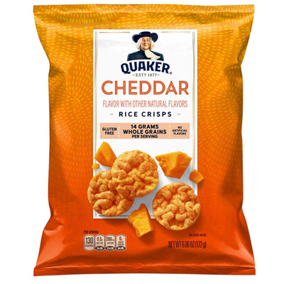Quaker Cheddar Gluten Free Popped Rice Crisps 6.06oz Light Crunchy Snack Chips