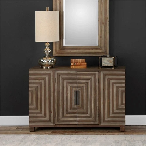 Uttermost Layton Wood and Metal Geometric Accent Console Table in Natural - Picture 2 of 9