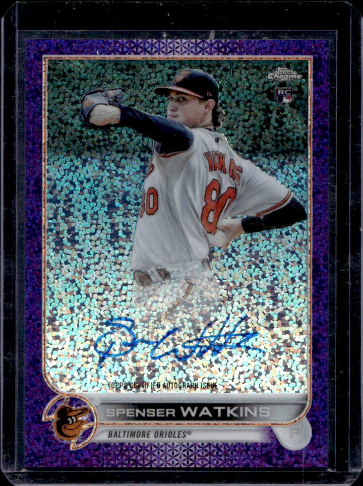 2022 Topps Chrome Spenser Watkins Rookie Auto Purple Speckle Refractor #100/299