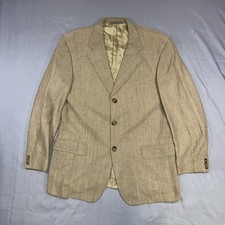 Ermenegildo Zegna Jacket Mens 52 Beige Wool Silk Blend Sport Coat Soft