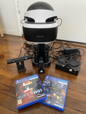 PSVR 1 Headset Bundle w/ Controllers, Camera, Charging Stand, and Games