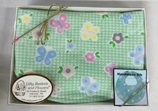 Handmade Butterflies/Flowers Baby Bibs Hook Loop Closure Cotton Fabric NIB