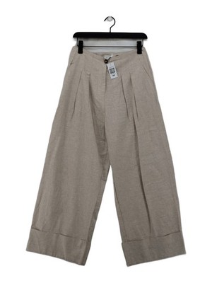 Aligne Damen Hose UK 12 Creme Leinen mit Baumwolle Weites Bein Cropped